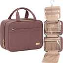 NISHEL Travel Toiletry Bag for women, Portable Hanging Organizer for Travel-Sized Shampoo, Conditioner, Brushes Set, Makeup Accessories, Medium Size, Rosewood-Pink