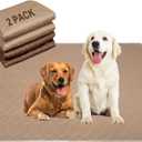 Paw Legend Washable Reusable Dog Pee Pads Super Absorbent (2 Pack) - Washable Reusable Puppy Training Pads | Quality Travel Pee Pads for Dogs | Absorbent and Odor Controlling (34"X36", Brown & Tan)