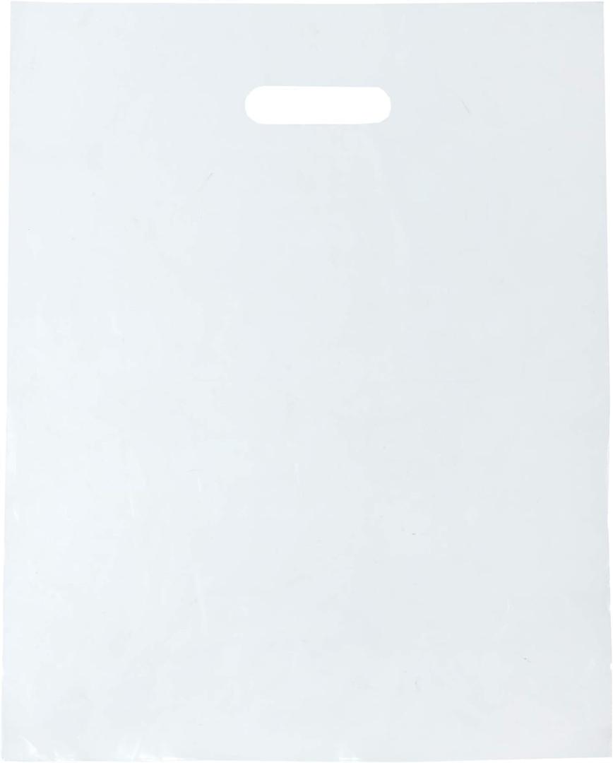 100 Clear Plastic Merchandise Bags With Handles 9"x12" 1.25Mil Thick Glossy Retail Shopping Bag for Small Business, Boutique, Clothing, Trade Show, and Gifts