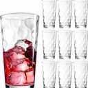 Highball Drinking Glasses Set of 7 Glass Cups by Home Essentials, 17 Oz. Glassware, for Water, Juice, Cocktails, Iced Tea