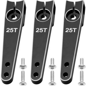 3Pack Vgoohobby 25T Servo Arm Horn Aluminum 25 Teeth Steering Arms Compatible with Futaba Hitec Savox Power HD Servo Motors Fit RC Crawler Car Airplane Plane Boat (1.5inch,Black)