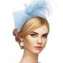 Zinniday Blue Fascinators Headband for Women, Elegant 2026 Feather High Tea Party Hats, Vintage 1920s 50s Mesh Victoria Kentucky Fascinator for Derby Party Prom Cocktail Church Carnival Halloween