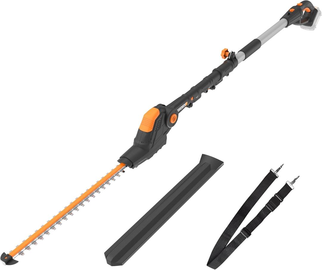WORX WG252.9 20V 20" Cordless Hedge Trimmer, Reach Up to 12 Inch, Extended Pole, 180 Rotation Head, Battery & Chargers Not Included
