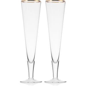 Mikasa Gold Rim Wedding Anniversary Champagne Toasting Flutes Gift Boxed, Set Of 2, 8 Ounce