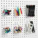 Coloch 6 Pack Clear Pegboard Cups with Hooks, Plastic Peg Board Bins Pegboard Organizer Accessories Wide Mouth Storage Box for Garage, Workbench, Craft Room, Office Organization, 3 Sizes