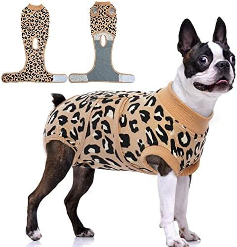 FUAMEY Recovery Suit for Dogs After Surgery,Soft Breathable Dog Bodysuit E-Collar & Cone Alternative Surgical Suit,Male Female Dog Neuter Spay Suits Anti Licking Wounds Onesie Brown Leopard L