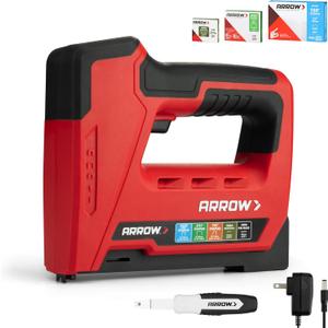 Arrow Electric Staple Gun, 5 in 1 Cordless Staple Gun for Upholstery with 3000Pcs Staples and Nails, 3.6V Rechargeable Heavy Duty Band Nailer with Staple Remover, for Wood, Home, DIY, ET501C