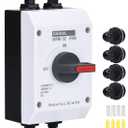 DIHOOL Solar Disconnect Switch,32 Amp DC1200V 4P Isolator,IP66 Outdoor,Cable Glands for 7-13 AWG Wire