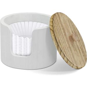 Coffee Filter Holder, Storage Container with Lid, Holders for Counter, Basket for Coffee Station Organizer, 8-12 Cup and Wood Coffee Pod Holder (White)