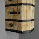 Vintiquewise Wooden Treasure Chest Trunk Vintage-Style Storage Box with Leather Straps Brass Rivets Lion Head Ornaments & Latch Closure Decorative Accent and Functional Organizer for Home Dcor, Small