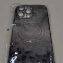 for iPhone 14 Pro Max Case Magnetic,Soft Cute Luxury Leopard Cheetah Pattern Plating Glitter Bling Phone Case Compatible with MagSafe Clear Shockproof Back Cover for Women Girl 6.7"-Black