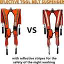 Tool Belt Suspenders Reflective Safety Suspenders Construction Work Suspenders with Phone Holder(Orange)