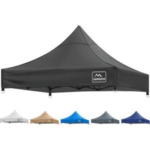 KAMPKEEPER Canopy Replacement Top Cover Roof for 10x10 Peak Pole Straight Leg Canopy Tent,PU-Coated 500D Polyester UV Waterproof,for Outdoor Commercial Garden Patio Sun Shade(Top Only) (Black)