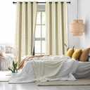 ZJDECOR Beige Full Blackout Window Curtain Panels with Gold Geometric Metallic Moroccan Print,Modern Room Darkening Light Blocking Drapes,Grommet Window Treatment for Bedroom,52" Wx84 L(Pack of 2)