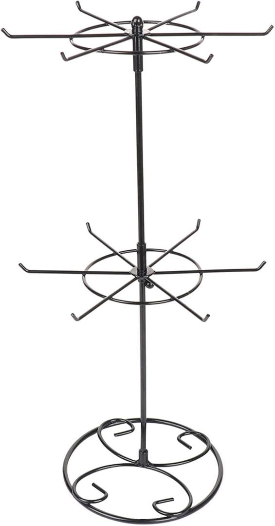 2 Tier Jewelry Display Holder,Retail Spinner Display Stand,Rotating Bracelet Storage Rack,Dressing Table,Black