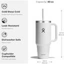 Hydro Flask 40 Oz Travel Tumbler with Handle, Lid and Straw - Insulated Stainless Steel in Black