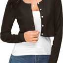 EXCHIC Women's Cropped Knit Cardigan Sweater Long Sleeve Button Down Open Front Bolero Shrug for Spring and Fall L