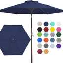 JEAREY 7.5FT Patio Umbrella Outdoor Market Umbrella with 6 Sturdy Ribs, Push Button Tilt/Crank Table Umbrella for Garden, Deck, Backyard and Pool, Navy