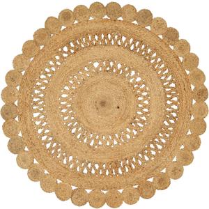 Hand Woven Braided Jute Rug - 4' Round - Reversible Farmhouse Rugs for Living Room, Bedroom, Dining Room, Kitchen - Natural Decorative Floor Circle Boho Entry Area Rugs - Round Rug 4ft