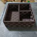 Woven Storage Baskets for Organizing, Small Baskets Cube Bin Container Tote Organizer Divider for Drawer, Closet, Shelf, Dresser, Set of 4(Brown)