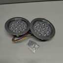 TMH 2 Pack of 4 Inch Round Clear Lens Red LED Flashing Strobe Trailer Tail Lights, 12 LED with Chrome Housing, Strobe Solid Flash Patterns 12V for Truck, Bus, RV, Tow Vehicles (2 Pcs)