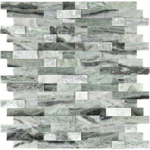 SUNWINGS 5-Sheet Peel and Stick Mosaic Natural 3D Stone Self Adhesive Marble Tiles, 11.5" x 10.7" Stick on Backsplash for Kitchen Bathroom Fireplace Vanity, Emerald Green