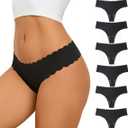 Aogda Thongs for Women Seamless Underwear Low Rise Panties Thong (Medium, P-6 Pack)