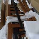 LINSY Wood Bed Frame, Queen Bed Frame Solid Wood Platform Frames with Headboard and Slat Bases, Wooden Bedframe No Box Spring Needed, Easy Assembly, Walnut