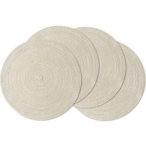 Leetaltree Round Placemats Heat and Slip Resistant Cotton Table Mats, Washable Bohemian Placemats for Dining Tables (White Beige, Set of 4) Leetaltree Round Placemats Heat and Slip Resistant Cotton Table Mats, Washable Bohemian Placemats for Dining Tables (White Beige, Set of 4)