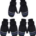 SATINIOR 3 Pairs Kids Winter Snow Mittens Waterproof Ski Mittens Windproof Unisex Gloves for Children Outdoor Activities (7 - 12 Years, Black)