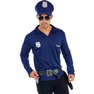 Fun Shack Mens Police Officer Costume - Adult Cop Costume for Men - Halloween (Blue) (Shirt And Belt)