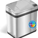 iTouchless 10 Liter / 2.5 Gal Sensor Bathroom Trash Can with Lid and AbsorbX Deodorizer, Stainless Steel Small Waste Basket, Includes Air Freshener Fragrance Pack, Home Office Bedroom Livingroom