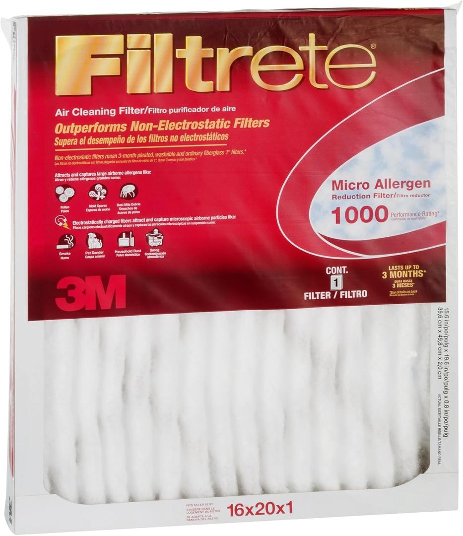 16x20x1, Filtrete Micro Allergen Air Filter, MERV 11, by 3m