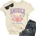 Women America Patriotic 4th of July Party Shirt Land of The Free T-Shirt Retro 1776 Short Sleeve Tee Top (XL)