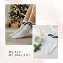 Mini Crew Socks for Women 4-Pack Cushioned Bottom Retro Striped Socks vintage sock (White, M)
