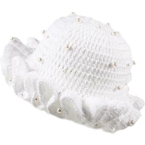 Crochet Bucket Hat Women Trendy Knit Floppy Cap Cute Boho Handmade Beanies Outdoor Boho Travel Fishing Hat (White)