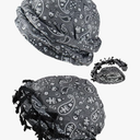 JILIYUPA Satin Lined Turban, Silky Head Wraps for Men with Long Twist Straps Halo Turban Mens Head Scarf for Hair