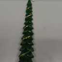 Unscented Textured Tree Shaped Taper Candles with Gold Tips, Evergreen Color,
