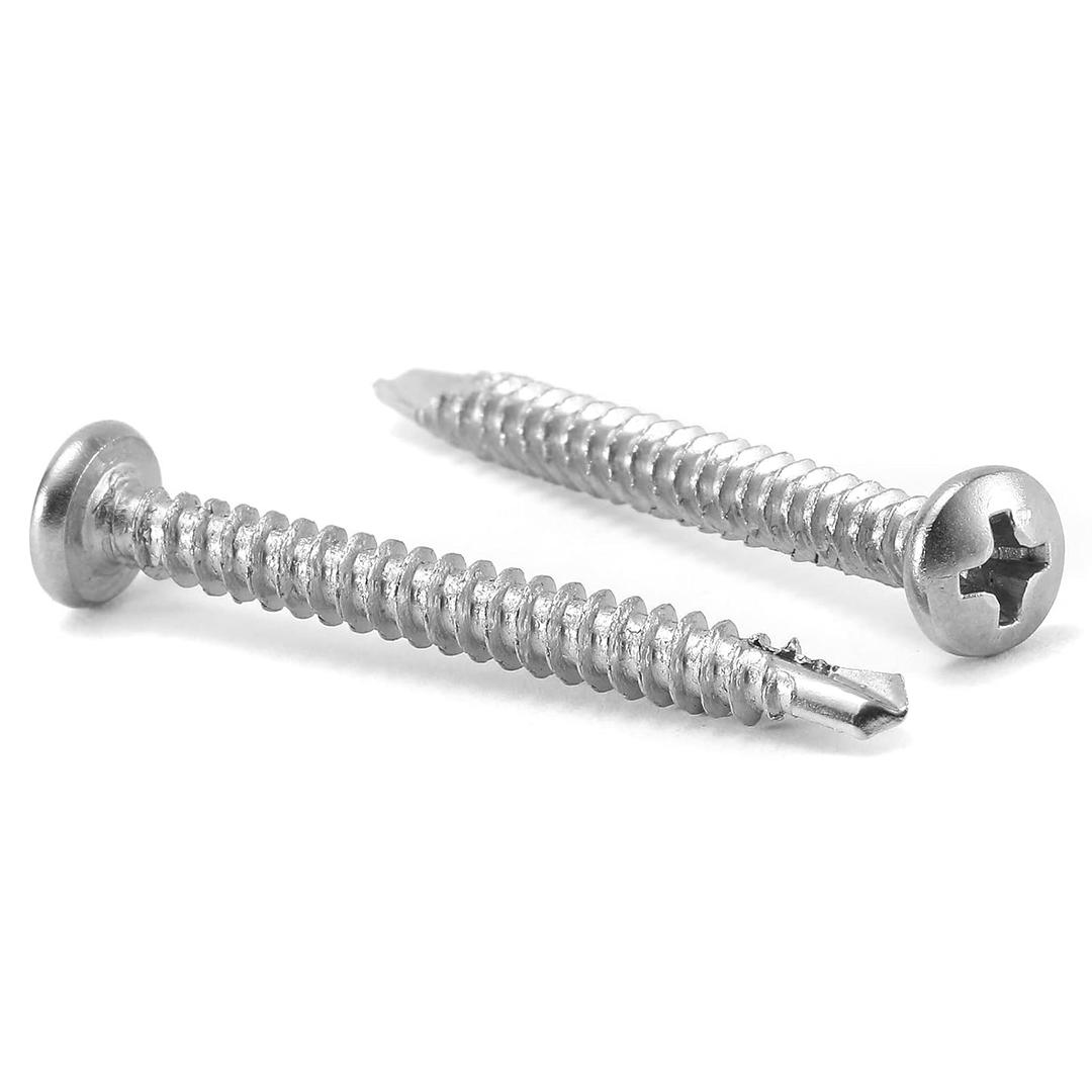 #10 x 1-1/2" Sheet Metal Screws 100Pcs 410 Stainless Steel Pan Head Fast Self Tapping Screws by SG TZH