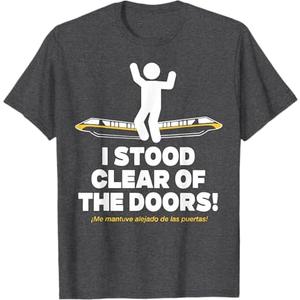 Please Stand Clear of the Doors Mono rail T-Shirt, Dark Heather Drey, XL