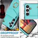 Asuwish Phone Case for Samsung Galaxy S24 Plus S24+ 5G Wallet Cover with Tempered Glass Screen Protector and RFID Blocking Ring Credit Card Holder Leather Cell S24plus 24S + S 24 24+ Women Men Teal