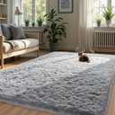 Zentavio Bedside Rugs Small 18x48 Inches Shag Entry Entrance Rugs Soft Bedroom Carpet Area Rugs for Dorm College Essentials Non-Slip Living Room Throw Rug Home Decor Aesthetic Nursery Grey