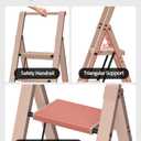 Taranta 3 Step Ladder,Aluminum Step Stool Foldable-Peach Pink