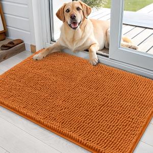 OLANLY Dog Door Mat for Muddy Paws 36x24, Absorbs Moisture and Dirt, Absorbent Non-Slip Washable Doormat, Quick Dry Chenille Mud Mat for Dogs, Entry Indoor Entryway Carpet for Inside Floor, Clay