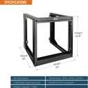 Tecmojo 9U Wall Mount Rack, Server Rack,Open Frame Server Rack,Network Rack for 19inch Computer/AV/Data/IT/Media Equipment,18inch Depth,16inch Apart Mounting Holes,Swing Gate,Square and Tapped Holes