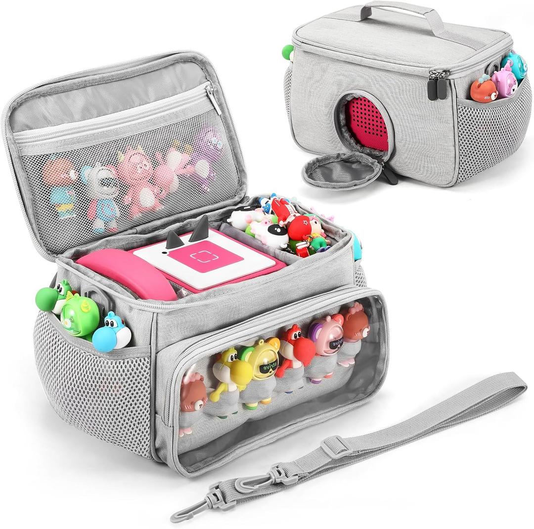 Portable Carrying Case Compatible with Toniebox Starter Set and Tonies Figurines, Carrying Bag for Toniebox 2 & Accessories (Gray)