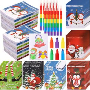 Cholemy 36 Pack Christmas Coloring Books with Crayons Christmas Gifts Xmas DIY bulk Mini Coloring Books Holiday Activity Stocking Goodie Bag Stuffers (Lovely Style)
