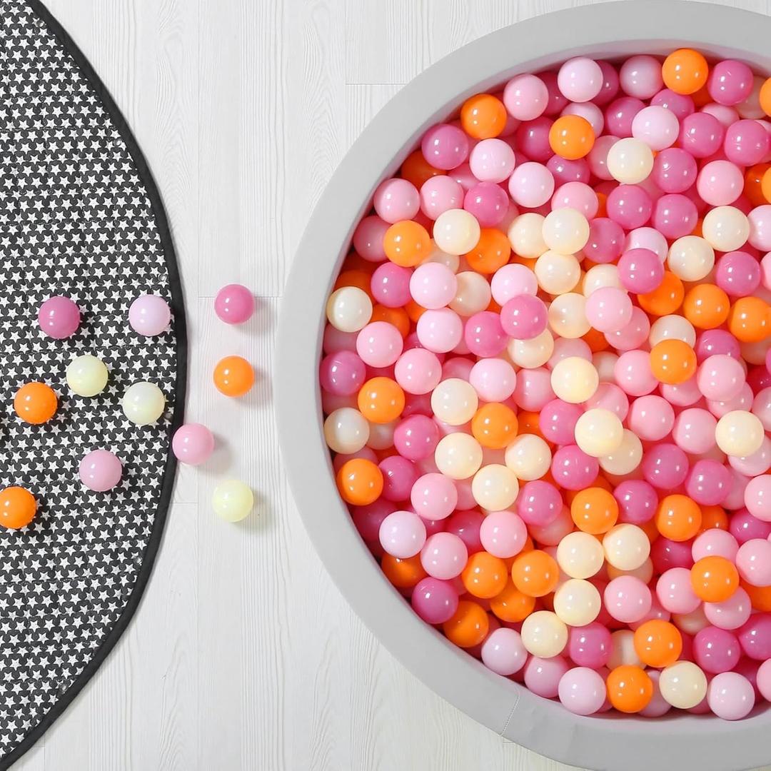 GOGOSO Ball Pit Balls for Toddler, Baby Plastic Playballs Kids Soft Pastel Pelotas Non-Toxic BPA-Free 3pink+Orange+Yellow, 100 Balls