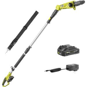 SEYVUM Pole Saw 8-Inch Cordless Pole Saws for Tree Trimming, 15FT Max Reach, Auto Oiling, Multi-Angles, Tool-Free Tensioning Electric Pole Chainsaw, 2.0Ah Battery and Charger Included (Lemon Green)