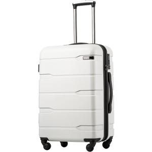 Coolife Luggage Expandable(only 28") Suitcase PC+ABS Spinner Built-In TSA lock 20in 24in 28in Carry on (white, L(28in) Coolife Luggage Expandable(only 28") Suitcase PC+ABS Spinner Built-In TSA lock 20in 24in 28in Carry on (white, L(28in)
